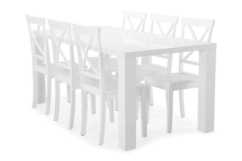 Matbord Jack med 6 st Nadica stolar - Vit - Matgrupp