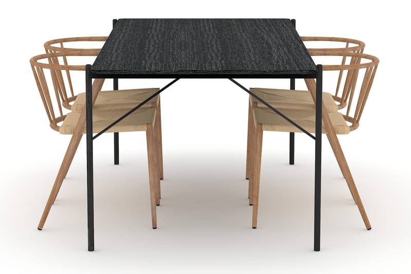 Matbord Leeling 200 cm med 4st Matstol Radella - Svart - Matgrupp