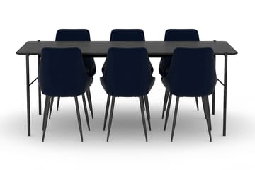Matbord Leeling 200 cm med 6st Köksstol Bergviken - Svart - Möbler - Bord & matgrupp - Matgrupp