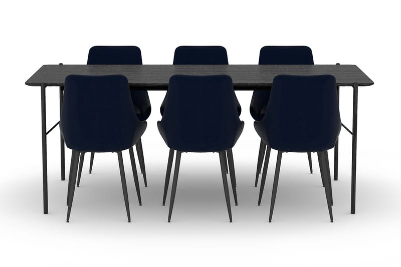 Matbord Leeling 200 cm med 6st Köksstol Bergviken - Svart - Möbler - Bord & matgrupp - Matgrupp