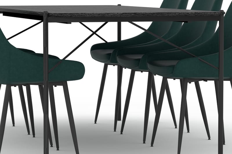 Matbord Leeling 200 cm med 6st Köksstol Bergviken - Svart - Matgrupp