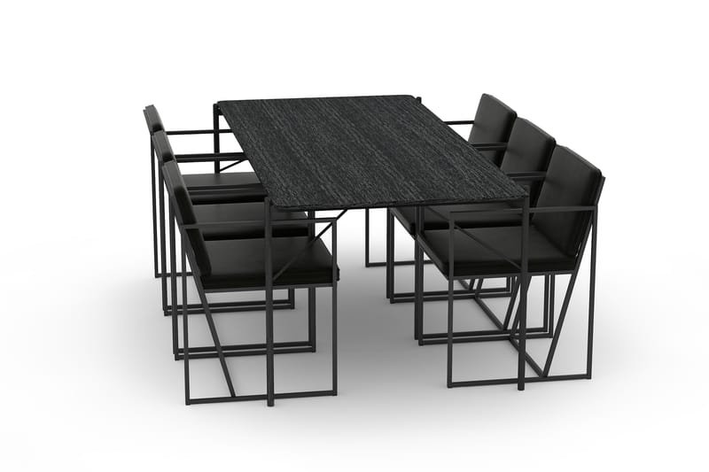 Matbord Leeling 200 cm med 6st Köksstol Treni Sammet - Svart - Matgrupp