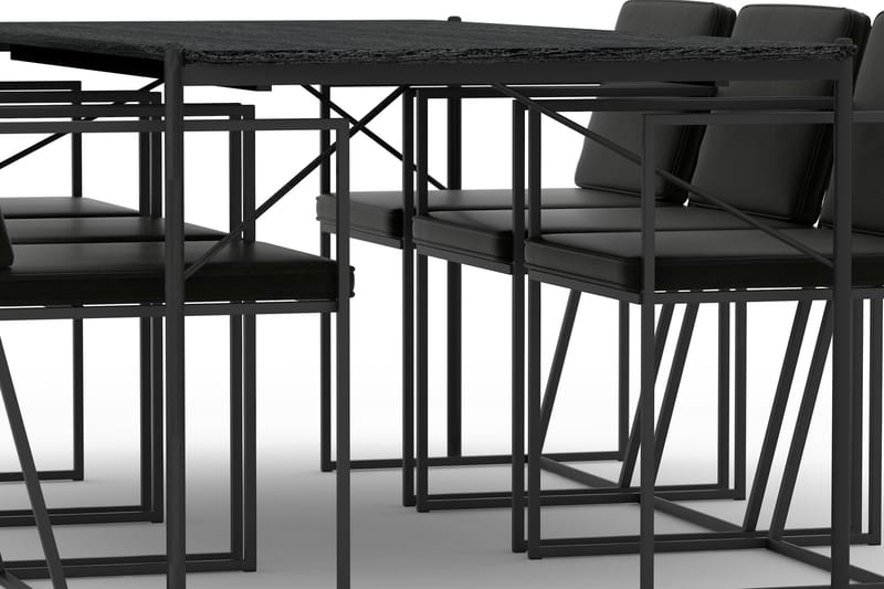 Matbord Leeling 200 cm med 6st Köksstol Treni Sammet - Svart - Matgrupp