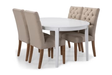 Matbord Lowisa Förlängningsbart 150 cm Ovalt - Vit|Beige - Möbler - Bord & matgrupp - Matgrupp