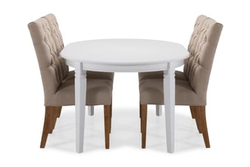 Matbord Lowisa Förlängningsbart 150 cm Ovalt - Vit|Beige - Möbler - Bord & matgrupp - Matgrupp