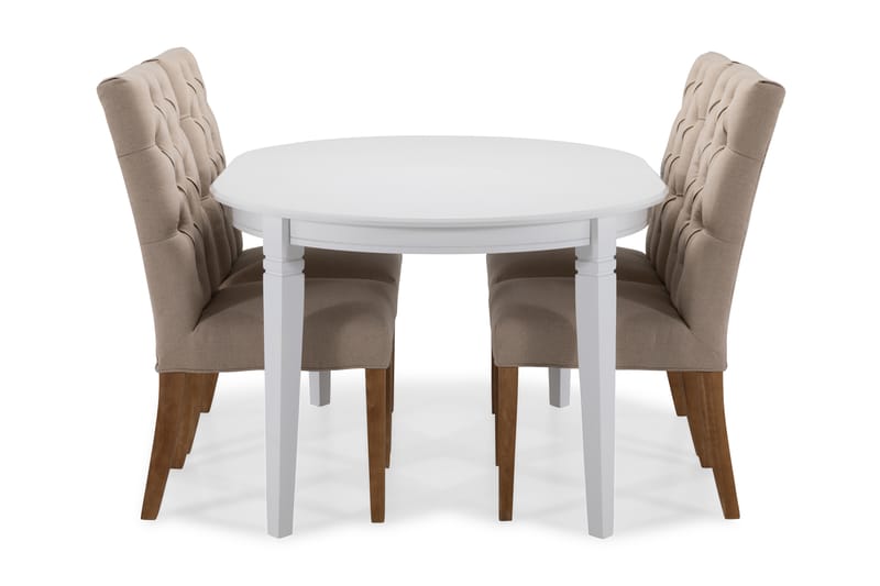 Matbord Lowisa Förlängningsbart 150 cm Ovalt - Vit|Beige - Möbler - Bord & matgrupp - Matgrupp