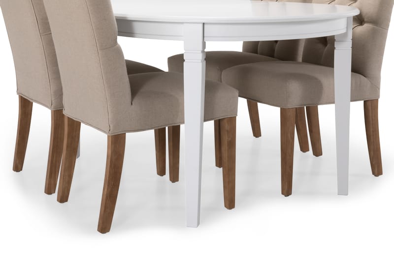 Matbord Lowisa Förlängningsbart 150 cm Ovalt - Vit|Beige - Möbler - Bord & matgrupp - Matgrupp