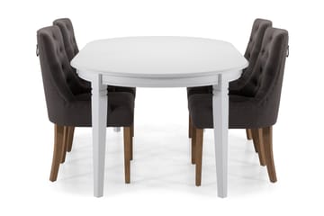 Matbord Lowisa Förlängningsbart 150 cm Ovalt - Vit|Beige|Grå - Möbler - Bord & matgrupp - Matgrupp