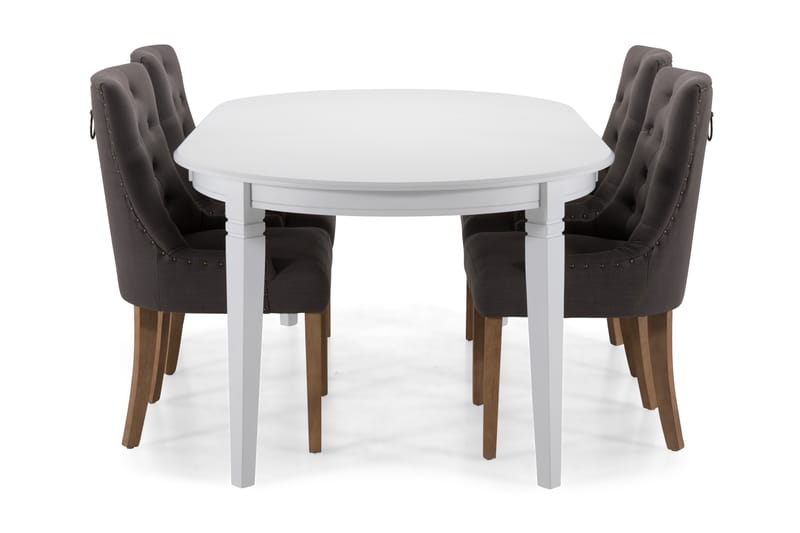 Matbord Lowisa Förlängningsbart 150 cm Ovalt - Vit|Beige|Grå - Möbler - Bord & matgrupp - Matgrupp