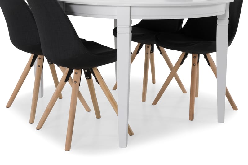 Matbord Lowisa med 4 st Anton stolar - Vit|Mörkgrå - Matgrupp