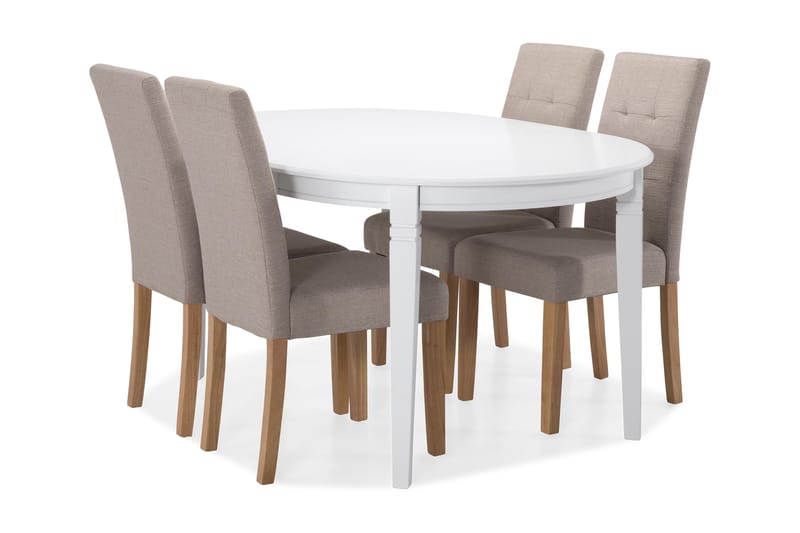 Matbord Lowisa med 4 st Leo stolar - Beige|Ek - Matgrupp