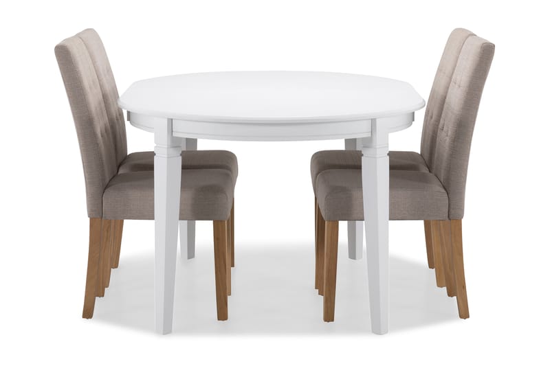 Matbord Lowisa med 4 st Leo stolar - Beige|Ek - Möbler - Bord & matgrupp - Matgrupp