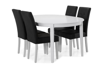 Matbord Lowisa med 4 st Leo stolar - Vit|Svart PU - Möbler - Bord & matgrupp - Matgrupp