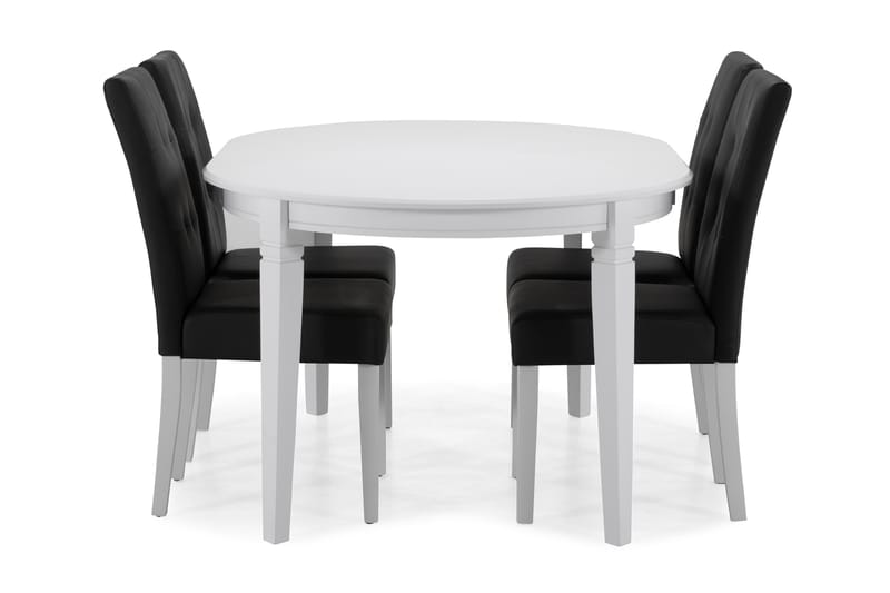 Matbord Lowisa med 4 st Leo stolar - Vit|Svart PU - Möbler - Bord & matgrupp - Matgrupp