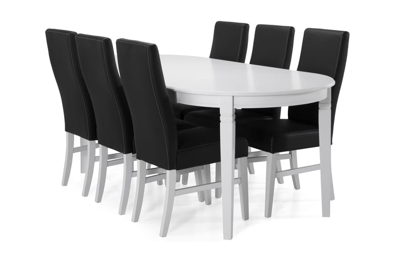Matbord Lowisa med 6 st Max stolar - Vit|Svart - Matgrupp