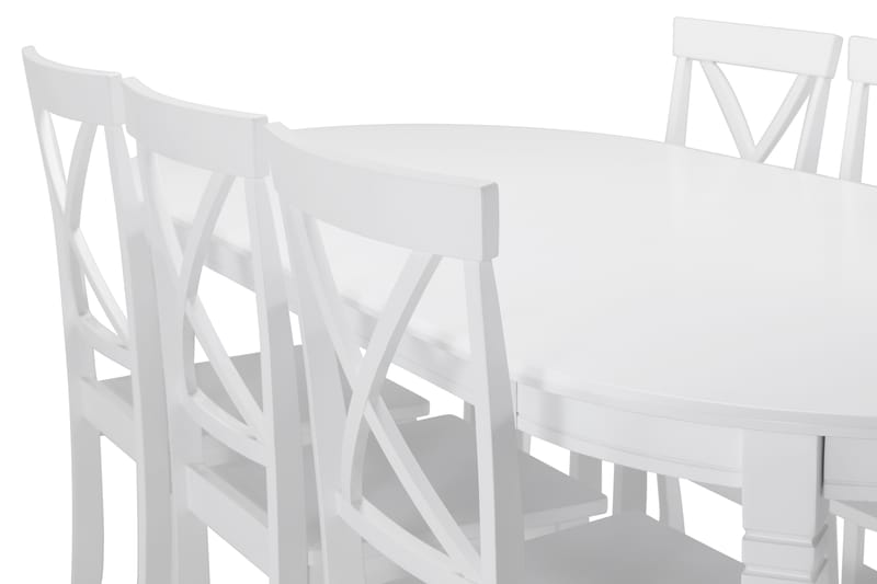 Matbord Lowisa med 6 st Nadica stolar - Vit - Matgrupp
