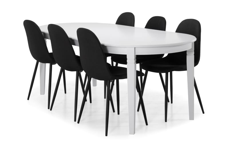 Matbord Lowisa med 6 st Naira stolar - Vit|Svart - Matgrupp