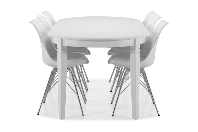 Matbord Lowisa med 6 st Scale stolar - Vit|Krom - Matgrupp