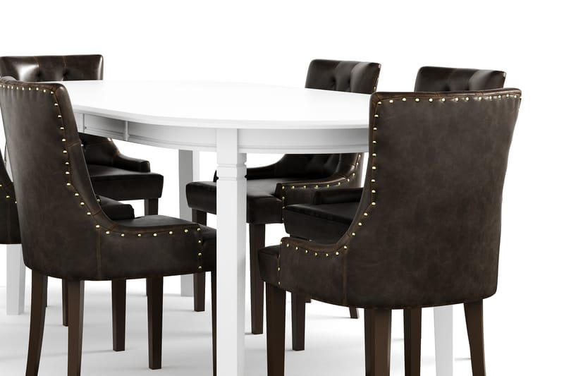 Matbord Lowisa med 6 st Tuva stolar - Vit|Brun - Matgrupp