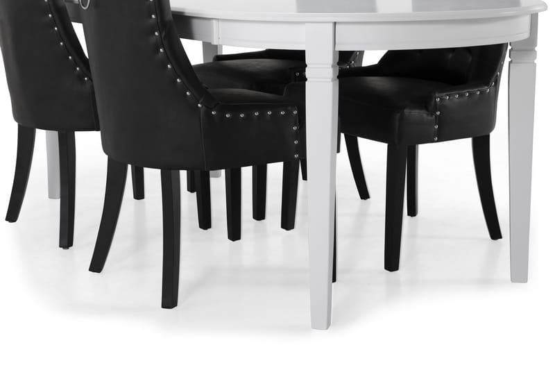 Matbord Lowisa med 6 st Tuva stolar - Vit|Svart - Matgrupp