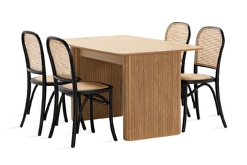 Matbord Navjot 140 cm med 4st Matstol Degors - Ek - Möbler - Bord & matgrupp - Matgrupp