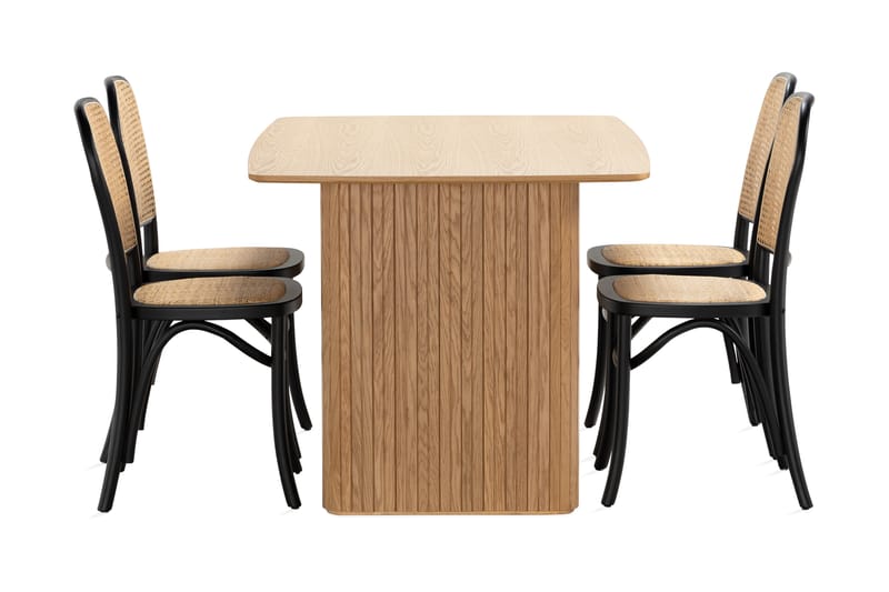 Matbord Navjot 140 cm med 4st Matstol Degors - Ek - Möbler - Bord & matgrupp - Matgrupp