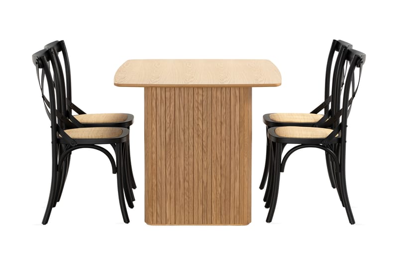 Matbord Navjot 140 cm med 4st Matstol Prumerland - Ek - Möbler - Bord & matgrupp - Matgrupp