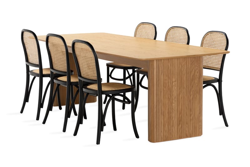 Matbord Navjot 240 cm med 6st Matstol Degors - Ek - Möbler - Bord & matgrupp - Matgrupp