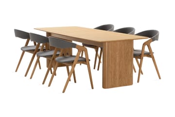 Matbord Navjot 240 cm med 6st Matstol Skagana - Ek - Möbler - Bord & matgrupp - Matgrupp