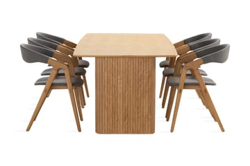 Matbord Navjot 240 cm med 6st Matstol Skagana - Ek - Möbler - Bord & matgrupp - Matgrupp
