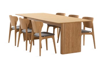Matbord Navjot 240 cm med 6st Matstol Skagana - Ek - Möbler - Bord & matgrupp - Matgrupp