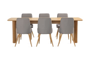 Matbord Navjot 240 cm med 6st Matstol Trym - Ek - Möbler - Bord & matgrupp - Matgrupp