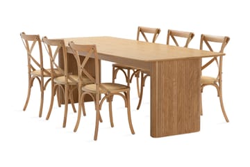 Matbord Navjot 240 cm med 6st Matstol Prumerland - Ek - Möbler - Bord & matgrupp - Matgrupp