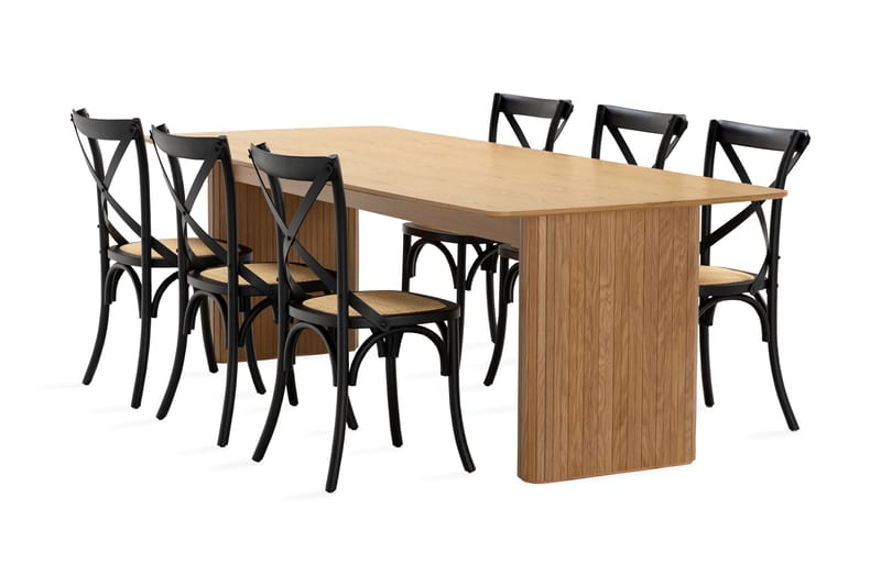 Matbord Navjot 240 cm med 6st Matstol Prumerland - Ek - Möbler - Bord & matgrupp - Matgrupp