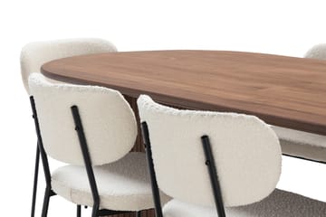 Matbord Neandir 220 cm Massiv Valnöt med 6st Matstol Heathro - Brun - Möbler - Bord & matgrupp - Matgrupp