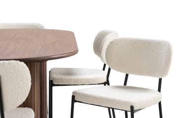 Matbord Neandir 220 cm Massiv Valnöt med 6st Matstol Heathro - Brun - Möbler - Bord & matgrupp - Matgrupp