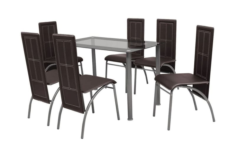 Matbord och stolar 7 delar bruna - Flerfärgad - Matgrupp