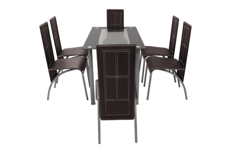Matbord och stolar 7 delar bruna - Flerfärgad - Matgrupp
