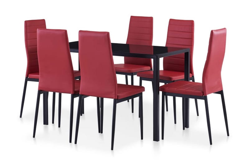 Matbord och stolar 7 delar vinröd - Röd - Matgrupp