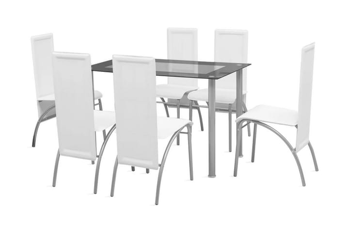 Matbord och stolar 7 delar vita - Flerfärgad - Matgrupp