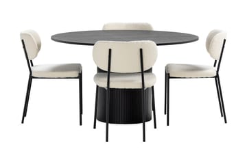 Matbord Runt Kopparbo 130 cm med 4st Matstol Heathrow - Svart - Möbler - Bord & matgrupp - Matgrupp