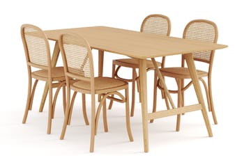 Matbord Skagana 180 cm  med 4 Matstolar Degors - Natur - Möbler - Bord & matgrupp - Matgrupp