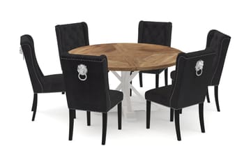 Matbord Yorkshire 150 cm Runt med 6st Köksstol Natividad - Natur/Vit - Möbler - Bord & matgrupp - Matgrupp