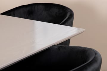 Matgrupp Arnulf 190 cm inkl 6 Beraid Stolar - Grå/Svart - Möbler - Bord & matgrupp - Matgrupp