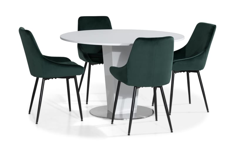 Matgrupp Blocco 120 cm med 4 Bergviken Stol - Vit|Grön - Möbler - Bord & matgrupp - Matgrupp