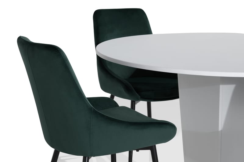 Matgrupp Blocco 120 cm med 4 Bergviken Stol - Vit|Grön - Möbler - Bord & matgrupp - Matgrupp