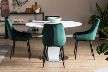 Matgrupp Blocco 120 cm med 4 Bergviken Stol - Vit|Grön - Möbler - Bord & matgrupp - Matgrupp