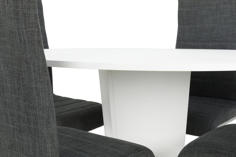 Matgrupp Blocco 120 cm med 4st Jack stolar Ljusgrå - Vit|Svart - Matgrupp