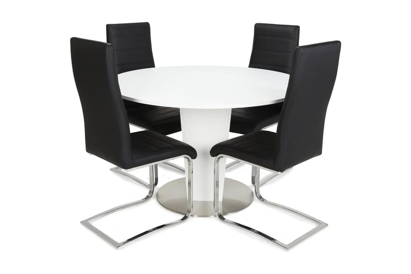 Matgrupp Blocco 120 cm med 4st Jack stolar Svart - Vit|Svart - Möbler - Bord & matgrupp - Matgrupp