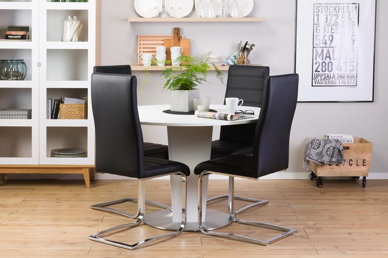 Matgrupp Blocco 120 cm med 4st Jack stolar Svart - Vit|Svart - Möbler - Bord & matgrupp - Matgrupp